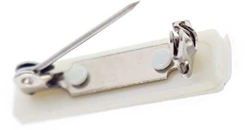 Bulk 50 Pack - Premium Safety Bar Pins with Adhesive Sticky Back & Metal Locking Clasp - Blank Safety Pin Backing for ID Badges, Nametags, Ribbons, and Crafting by Specialist ID