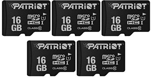 Patriot Memory Tarjeta de Memoria Flash MicroSD de la Serie LX de 16GB - PSF16GMDC10 - Paquete de 5 Piezas