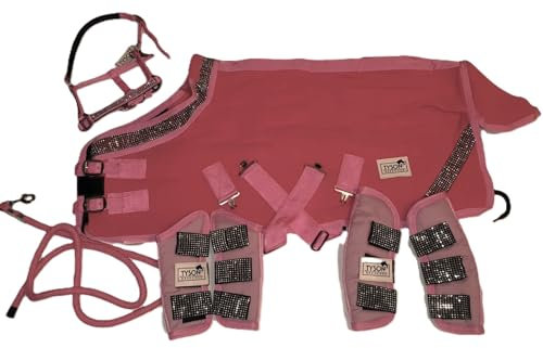 Zoe Set Abschwitzdecke Halfter Strick Transport Gamaschen Rot Schwarz Rosa Glitzer 70 80 90 100 Minishetty Shetty Tysons (80 cm, Set Rosa)