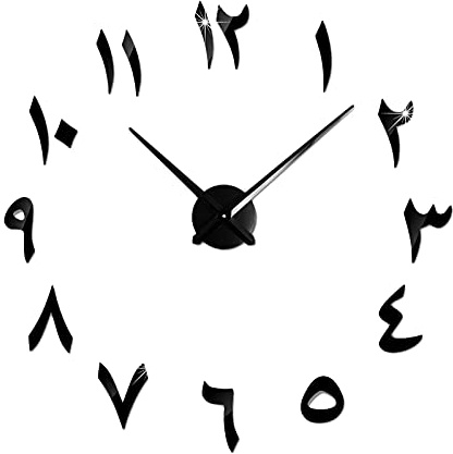 perfk Uhr 3D Arabische Ziffern Spiegelaufkleber DIY für Wohnkultur, Schwarz
