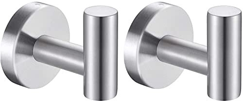 YUET 2 Pezzi Ganci Portasciugamani in SUS 304 Acciaio Inox Gancio Appendiabiti da Parete Con Accessori a vite per Cucina e Bagno Asciugamani Muro Accappatoio (Argento spazzolato)