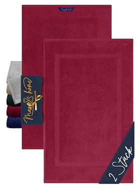 Marie´s Home lyxig badrumsmatta M klassisk för duschkar och WC 1612.2351, 1 pack (2 stycken) – 50 x 80 cm, Bordeaux