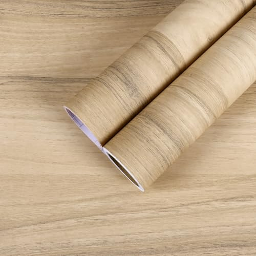 CHIHUT 12”x100” Light Oak Wood Grain Contact Paper Peel and Stick Thick Wood Wallpaper Waterproof Self Adhesive Contact Paper Wood Vinyl Wrap Decorative Wooden Wallpaper for Countertops Cabinets