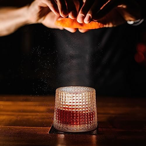 BLSYHDH Bicchiere da Vino, Bicchieri da Birra per Uso Domestico, Bicchieri Girevoli Vecchio Stile, Bicchieri da Cocktail Che Agitano la Tazza, Decompressione Creativa per Succo Whisky Cognac(#Grid)