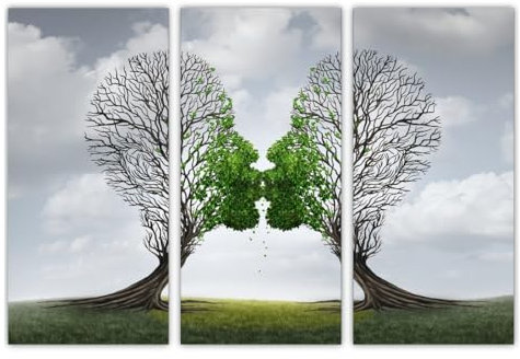 AREDE Set di 3 Stampe da Parete Quadri Moderni Decorazioni da Muro per Casa Soggiorno Camera da Letto e Cucina Alberi che si baciano| 90 x 60 cm | Pronto da appendere