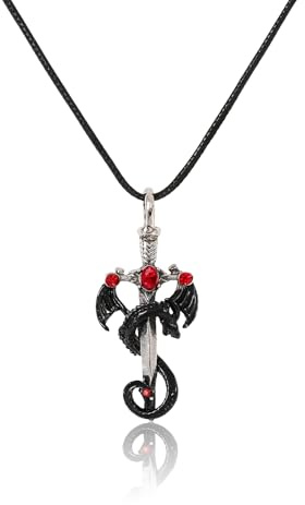 Umimiss Dragon Necklace - Goth Necklace, Dragon Gifts, Dragons Ornament, Dragons Gifts For Women, Gothic Necklaces with Gemstone Inlay, Pendant Necklaces, Vintage Sword Pendant