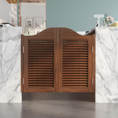Porte A Battente in Legno Massello da Caffè per Saloni con Chiusura Automatica, E, W80xH90cm (31.49x35.43in)