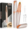 Alaoo Depiladora Facial Mujer, Depiladora Cejas Mujer Eléctrica, Sin dolor Eléctrica Removedor de Vello Facial, Portátil, USB Recargable y Luz LED, para Cara Nariz Labio (Dorado champagne)
