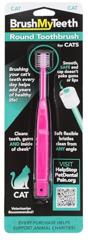 Brush My Teeth Cat Toothbrush - Round Soft Pet Tooth Brush - Soft Flexible Bristles for Safe and Gentle Brushing, Cat & Kitten Dental Care, Any Breed Cat