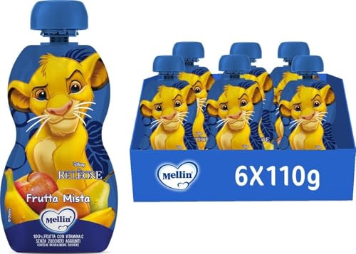 Mellin Merenda Disney Re Leone, Simba, Frutta Mista, 6x110g
