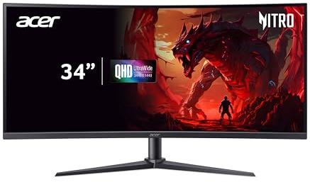 acer Nitro XZ340CUR W0 Gaming Monitor 34 Zoll (86 cm Bildschirm) UWQHD, LED, 240Hz, 1ms(VRB), 2xHDMI 2.1, DP 1.4, FreeSync Premium, HDR, Curved, höhenverstellbar