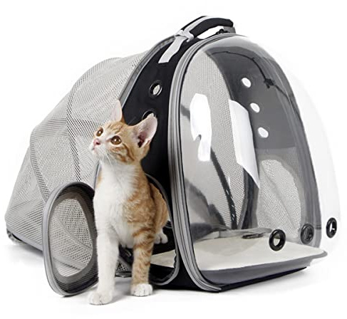 Sac à Dos à Bulles Transparent Interfashioner® avec Extension Dorsale pour Chats, Lapins et Petits Chiots jusqu'à 5.5 kg, Sac de Transport pour Chat vers Le vétérinaire