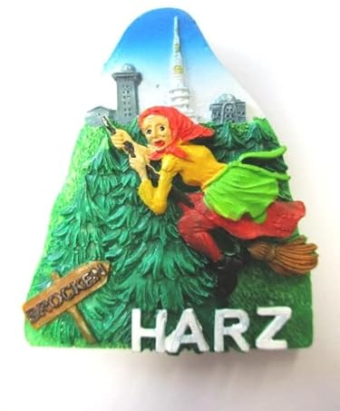 Harz Hexe Brocken Magnet Poly Rolle 6,5 cm,Souvenir Germany New !