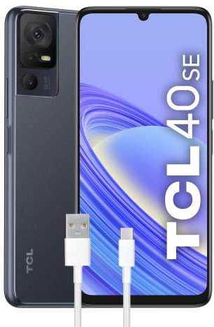 TCL 40SE Smartphone 4G Display 6.75 HD+ 90 Hz, 128 GB, 4 GB RAM, Tripla Camera da 50 Mpx, Android 13, Batteria 5010 mAh Ricarica Rapida, Dual Sim, Dark Grey, con Cavo USB Type-C Aggiuntivo