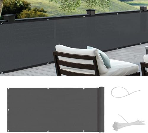 COOL AREA Balkon Sichtschutz HDPE UV-Schutz Leicht Transparent,Balkonverkleidung mit Kabelbinder,80x500cm,Graphit