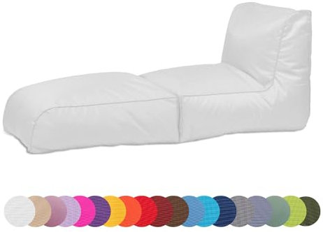 chilly pilley® Sitzsack, Faltbarer Pouf zum Sitzen und Liegen 2 in 1 – mit EPS-Füllung – Riesensitzsack – Kinder & Erwachsene – Outdoor Liegekissen Wasserfest Sitzkissen – viele Farben, Weiss