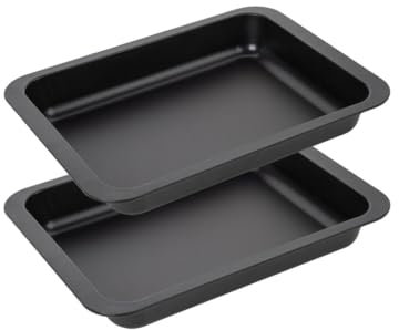 Zenker 9915750 Lot de 2 plats de cuisson des lasagnes maison, plat à four rectangle, plat pour lasagnes et gratins, Acier, Noir, 36 x 27 x 5 cm