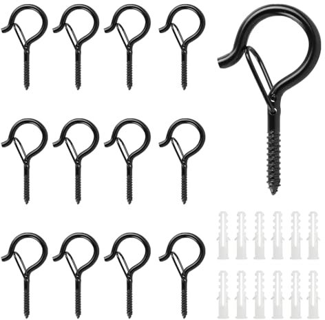 SULOLI Screw in Hooks,12PCS Cup Hooks Screw in Garden Hooks Screw Hooks for Hanging Q Hanger Hooks Outdoor for Bird Feeders,Outdoor Lights,Wood