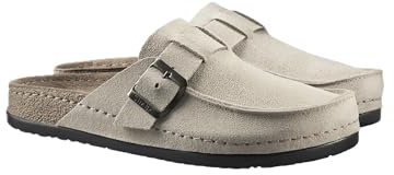 Simba ROK Women’s Slipper, with Gel Massage Footbed, For Indoor/Outdoor Comfort, Leather Moccasin Style – Beige – Size 6