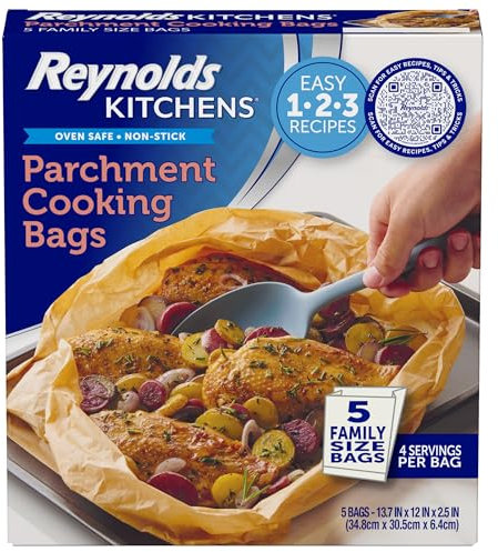 Reynolds Kitchens - Bolsas de cocina de pergamino, tamaño familiar, bolsas de cocina antiadherentes para horno y microondas, aptas para horno hasta 425 grados, ideales para comidas familiares rápidas