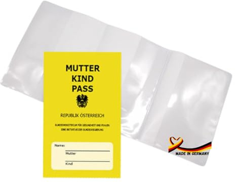 Olanmarp - Funda para pasaporte de maternidad (3 piezas, transparente, lámina blanda para el pasaporte austriaco MKP, con bolsillos, práctica y bonita, con compartimento extra)