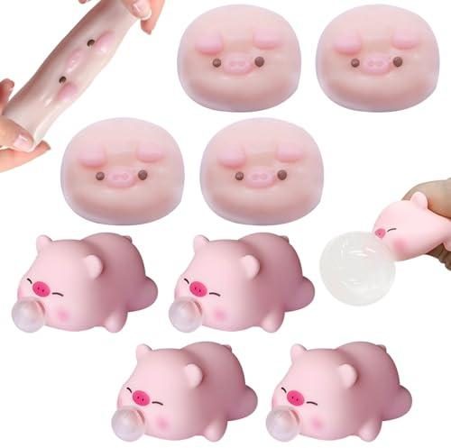 Stress Maiale 8 pezzi Palla Antistress Giocattolo Antistress Maiale Giocattolo Antistress Decompressione Piggy Rosa Maialino Giocattolo ADHD Antistress Giocattolo per Adulti Bambini