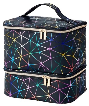 Bolsa De Esmalte De Uñas - 30 Botellas Organizador De Esmalte De Uñas | Bolsa De Transporte De Pintura De Uñas | Organizador De Almacenamiento De Manicura | Mango De Maquillaje Portátil De Doble Capa