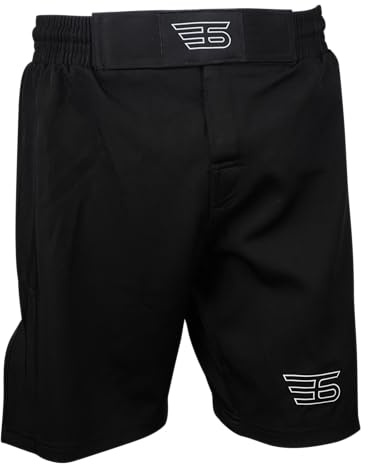 E6 MAX SPORTS Classic MMA Shorts for Men – MMA Fight Shorts, No Gi, Jiu Jitsu, Grappling, Boxing, Kickboxing, Cage Fighting, UFC Training Shorts (UK, Alpha, XL, Regular, Regular, Adult, Black)