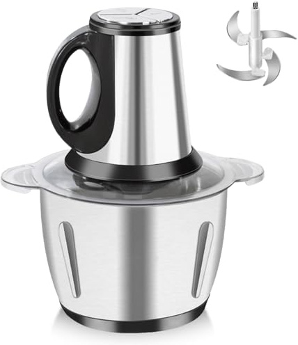 Tritatutto Elettrico Mini, Tritatutto Multi Elettrico da 2L - Food Processor 300W con 3 Velocità, Tritatutto da Cucina Elettrico per Carne/Verdure/Frutta/Noci/Alimentazione per Bambini
