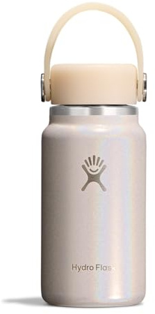Hydro Flask Micro Bottle - Leak Proof Purse or Pocket Flask - Insulated Mini Water Bottle 6.7 Oz Glimmer Cream