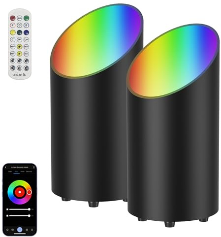 Yotivki Faretto LED da Terra RGBW Smart, Uplight Spot da Pavimento Bluetooth con APP e Telecomando RF, Dimmerabile 1-100%, RGB + 6000K, 10 Scene, 7W, IP44, Cavo 180 cm con Interruttore a Pedale