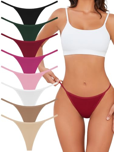 kukucco Cotton G String Thongs for Women Low Rise T Back Underwear 8 Pack | 95% Cotton Soft Feel, Tag Free Design, Comfortable Low Coverage Fit, Flexible Stretch, Ideal for Daily Wear Yoga and Travel