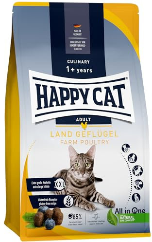Happy Cat 70569 - Culinary Adult Land Geflügel - Katzen-Trockenfutter für ausgewachsene Katzen und Kater - 1,3 kg Inhalt