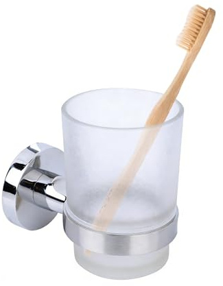 Portavasos para Cepillo de Dientes montado en la Pared, Portavasos de Vidrio montado en la Pared de Acero Inoxidable con Taza para Cepillo de Dientes para cepillos de Dientes de baño Pasta(220210)
