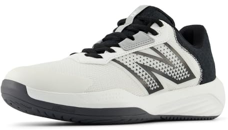 New Balance women's 696 V6 Tennis Shoe, White/Black, 6 UK Wide