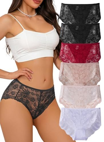 Hialegion Femme Culotte Dentelle Grande Taille Coupe Effilée et sans Bordure Matière Confort écritures Pièces XL