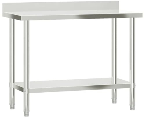 vidaXL Arbetsbord med stänkskydd 110x55x93 cm rostfritt stål