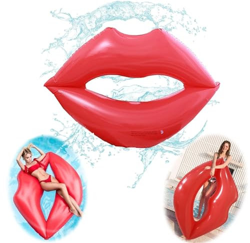 Aufblasbare Lippen rotes Liebesherz Schwimmring Luftmatratze Pool Aufblasbares Pool-Float Lips PVC Schwimmreifen Reizvolle Lippe Geformter Poolparty Spielzeug Für Schwimmbad Strand Sommerferien