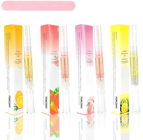 Cuticle Oil Pen - 4 PCS Cuticle Oil For Nails with Soft Brush for Nail Care, Nail Oil Cuticle for Nail Growth,Nail Strengthener for Damaged Nails to Prevent Dry and Crack with Nail File, Mixed Scents