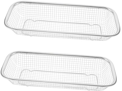 Zerodeko 2piezas Cesta Rectangular De Acero Inoxidable Organizador De Utensilios Rejilla Para Secar Cubiertos Almacenamiento Para Palillos