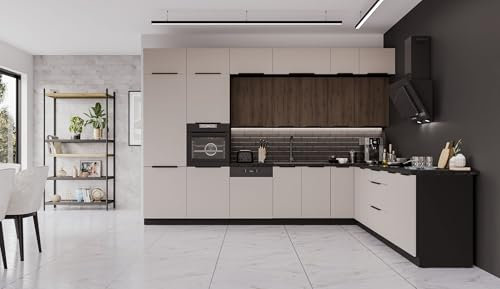 Winkelküche Arona Monza 350x290 Küchenzeile Eckküche Küche Kaschmir XL Stauraum