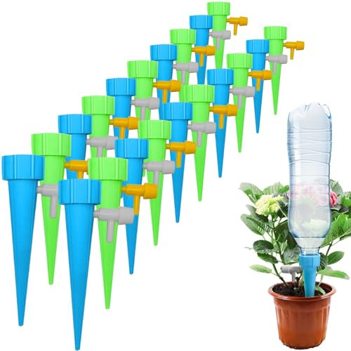 pangdapengpeng 20 Stück Automatisch Bewässerung Set, Urlaub Bewässerungssystem für Pflanzen, 1,1 Zoll Tröpfchenbewässerung mit Langsam Entriegelbarem Steuerventil für Gärten Topfpflanzen (20)