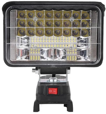Focket Luz de Inundación LED de 50 W, ángulo Ajustable, Protector de bajo Voltaje, Luz de Trabajo LED Brillante con Batería, 2 Puertos de Carga USB, Reflector Exterior de 5400 LM para