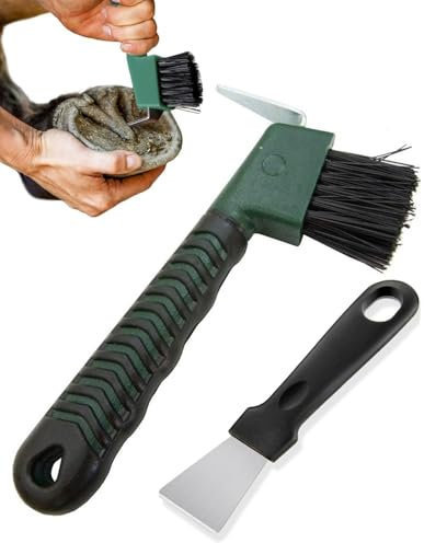 FDCGAS 2 pcs Cura degli zoccoli per cavalli Raschietto per zoccoli,colori casuali,raschietto per testa di cavallo e per zoccoli con spazzola, Spazzola per Zoccoli Cavallo Spazzola 2 in 1