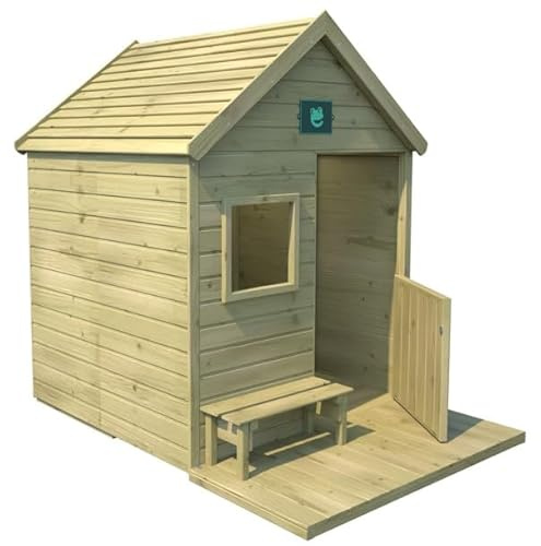 SOULET - Casita de Madera Infantil Heidi 140x125x158 cm - Casita de Jardín para Niños con Terraza y Banco - Madera Tratada Resistente - Certificación PEFC - Fácil Montaje