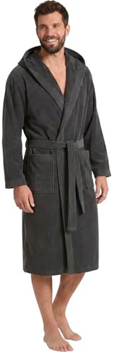 Morgenstern Bata de Baño de Ducha Hombre con Capucha, Algodón Finn Talla M, Gris Oscuro