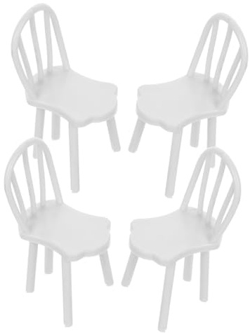 ZUNOXAZ 4 Pièces Lot de Chaises Miniatures pour Maison de Poupée Mobilier Réaliste et Modèles Décoratifs Vintage pour Micro Paysage et Accessoires de Maison