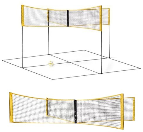 Ensemble de Filets de Volley-Ball de Plage – Filet de Sport à Hauteur réglable, Maille en Nylon Strong Toutes Saisons avec poteaux de Cadre Stables, équipement de Jeu d'extérieur Portable à assemblag