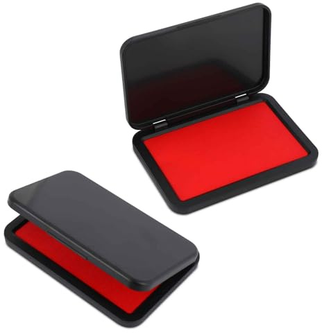 2pcs Red Ink Pads, 10.1x6.3cm/4x2.5in Premium Stamp Ink Pads for Rubber and Clear Stamps Ideal for Office Home & Crafting