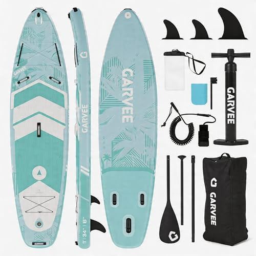 Stand Up Paddling Board Aufblasbar, SUP Board Set Mit Universal Kamerahalterung, Verstellbares Paddel, Premium Stand Up Paddling Aufblasbar, Komplettes Zubehör, Anfänger, Fortgeschrittene